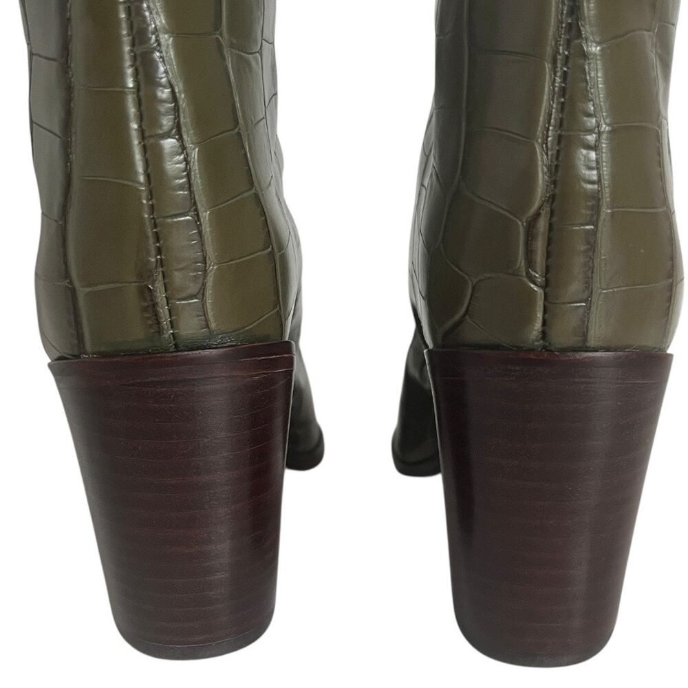 Schutz Maryana Crocodile Embossed Leather Knee High Block Heel Boots Size 5 - Picture 7 of 12